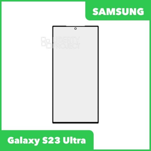Стекло + OCA плёнка для переклейки Samsung Galaxy S23 Ultra (черный)