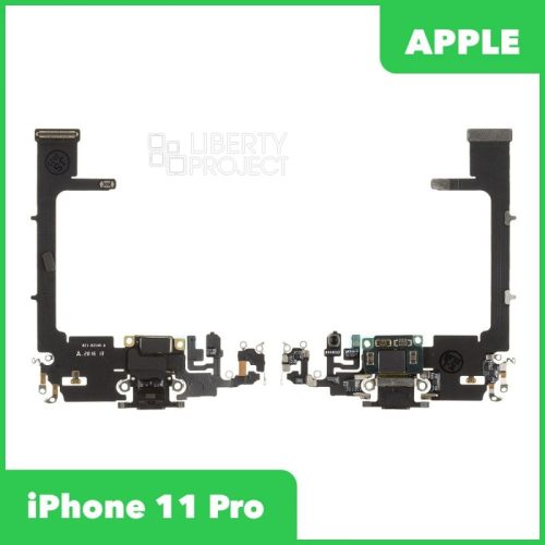 Шлейф зарядки для iPhone 11 Pro (чёрный, 100% оригинал)