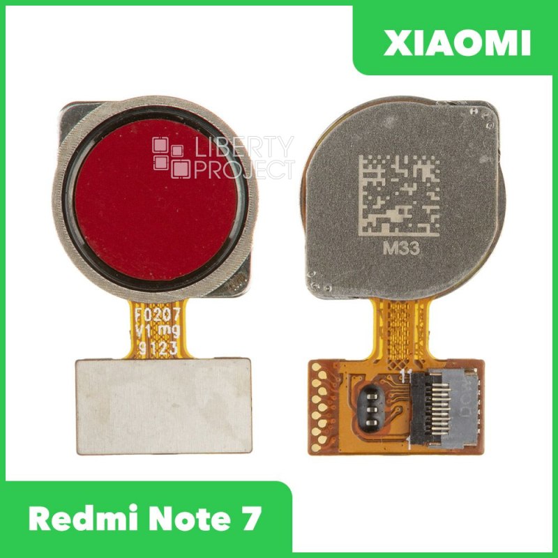 Шлейф Xiaomi Redmi Note 7 (M1901F7G) сканер отпечатка пальцев (красный)