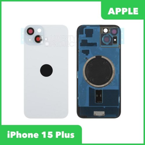 Задняя крышка для iPhone 15 Plus в сборе со стеклом камеры с логотипом, монолит MagSafe (голубой, MagSafe, со стеклом камеры, монолит)