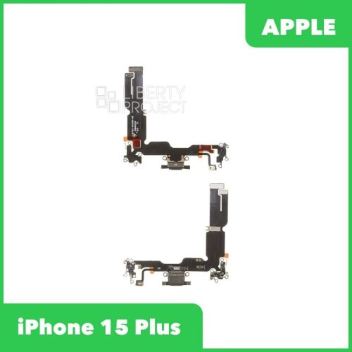 Шлейф зарядки для iPhone 15 Plus (чёрный, оригинал)