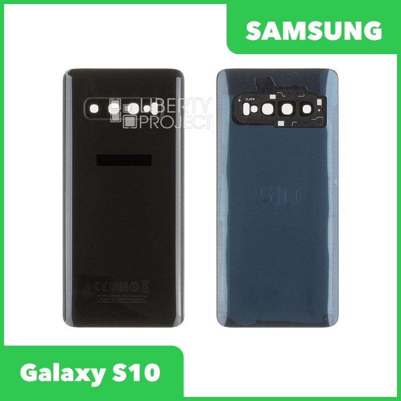 Задняя крышка для Samsung Galaxy S10 (Черный, со стеклом камеры)