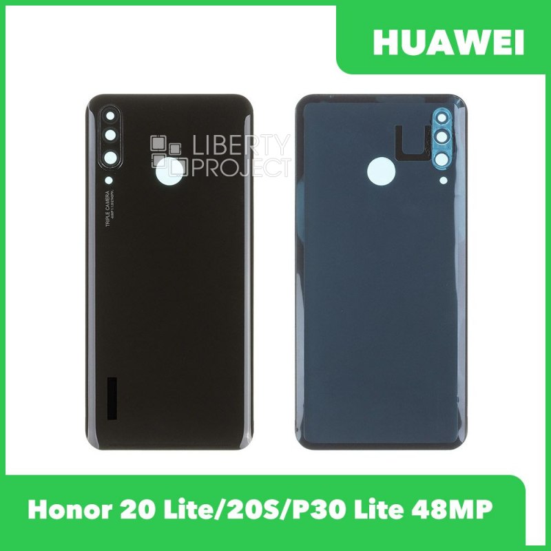 Задняя крышка для Huawei Honor 20 Lite/20S/P30 Lite со стеклом камеры (черный, со стеклом камеры)