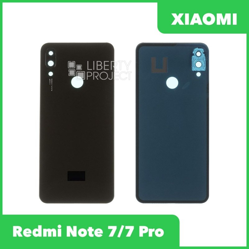 Задняя крышка для Xiaomi Redmi Note 7 (Черный, со стеклом камеры)