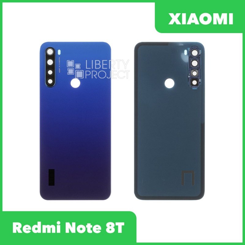 Задняя крышка для Xiaomi Redmi Note 8T (Синий, со стеклом камеры)