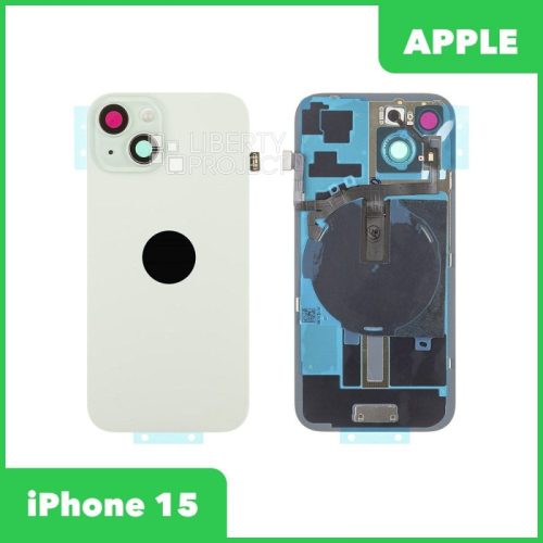 Задняя крышка для iPhone 15 (С Шлейфом зеленый, MagSafe, со стеклом камеры)
