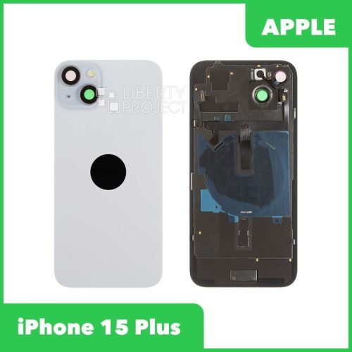 Задняя крышка для iPhone 15 Plus (С Шлейфом голубой, MagSafe, со стеклом камеры)