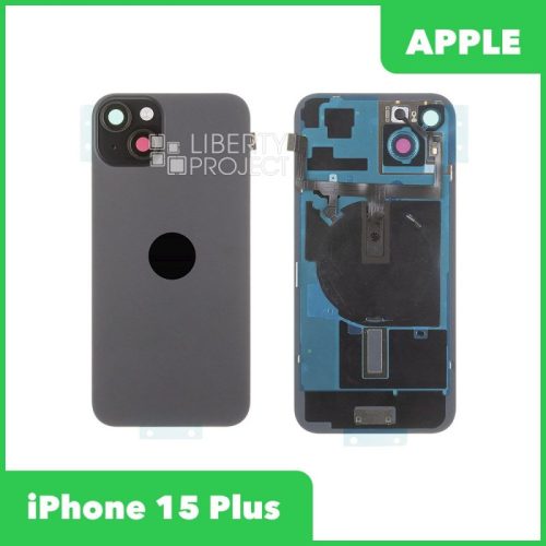 Задняя крышка для iPhone 15 Plus (С Шлейфом черный, MagSafe, со стеклом камеры)