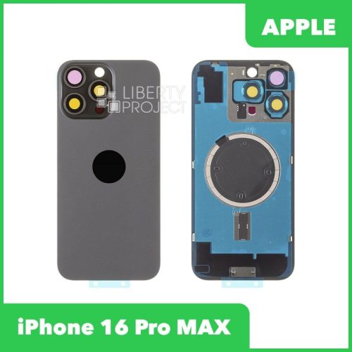 Задняя крышка для iPhone 16 Pro MAX в сборе со стеклом камеры, MagSafe (черный, MagSafe, со стеклом камеры)