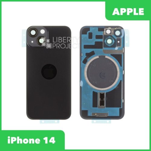 Задняя крышка для iPhone 14 (Черный, MagSafe, со стеклом камеры, монолит)