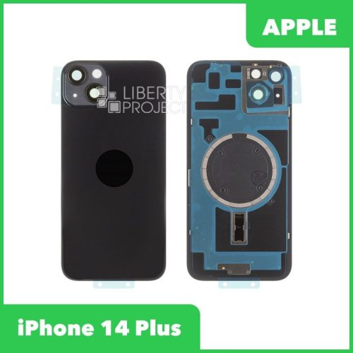Задняя крышка для iPhone 14 Plus (Черный, MagSafe, со стеклом камеры, монолит)