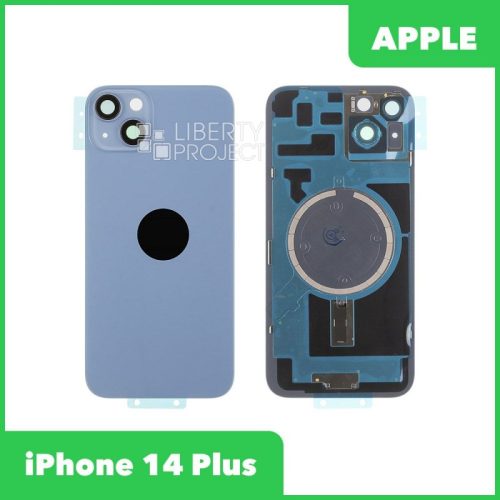 Задняя крышка для iPhone 14 Plus (Синий, MagSafe, со стеклом камеры, монолит)