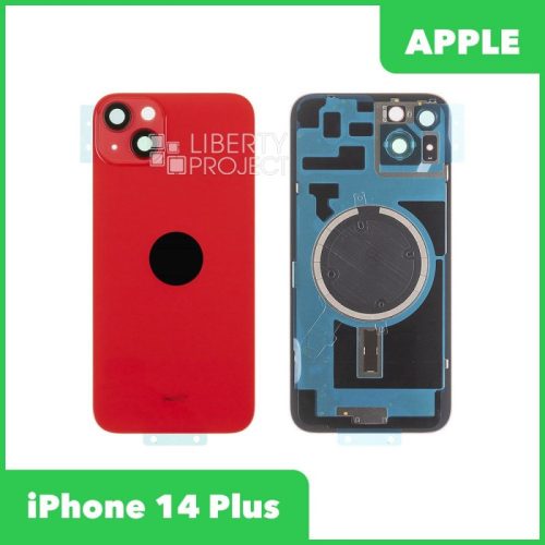 Задняя крышка для iPhone 14 Plus (Красный, MagSafe, со стеклом камеры, монолит)