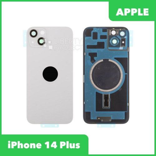 Задняя крышка для iPhone 14 Plus (Белый, MagSafe, со стеклом камеры, монолит)