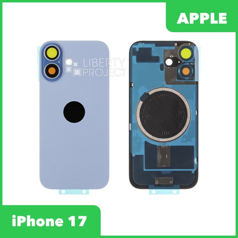 Задняя крышка для iPhone 17 (Синий, MagSafe, со стеклом камеры)
