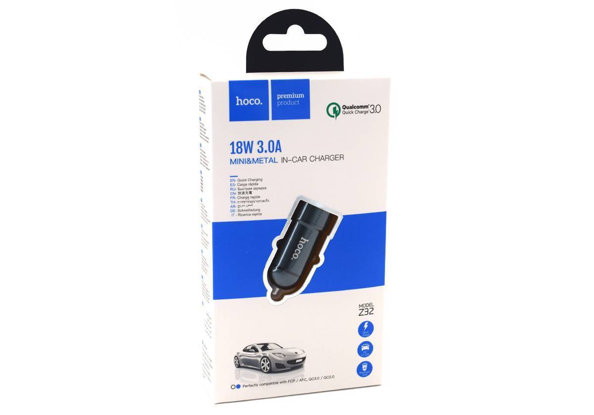 Автомобильное зарядное устройство Hoco Z32 QC3.0 серый 1 USB