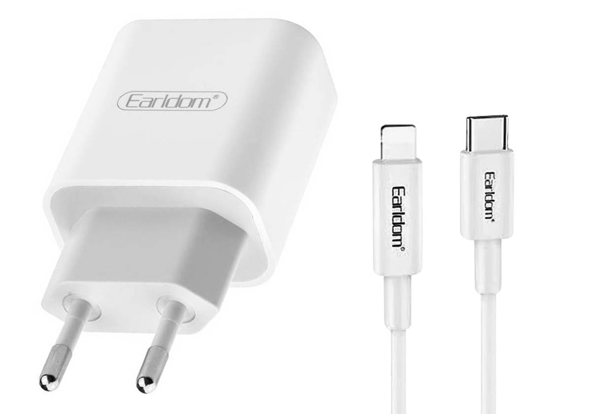 Зарядное устройство Earldom 18W+кабель iPhone fast charging KC23 PD-I