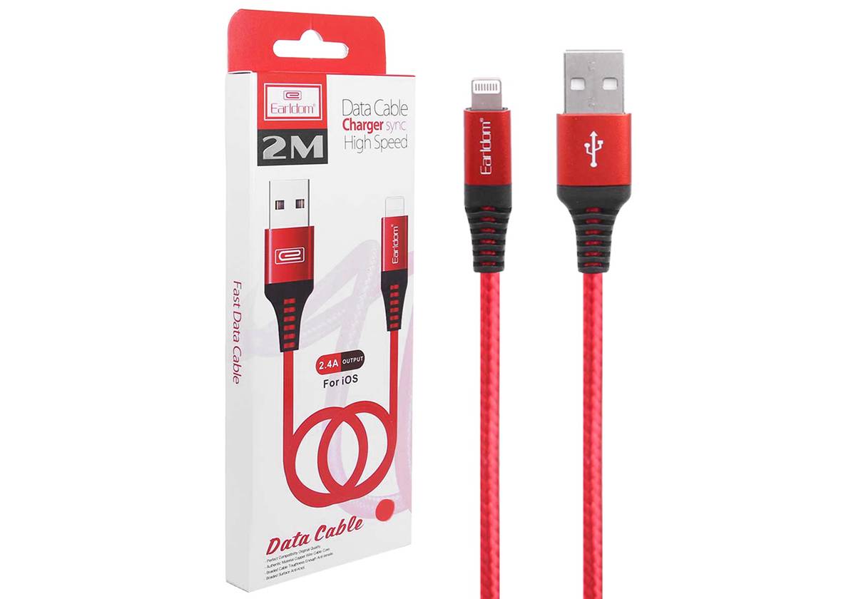 Кабель EARLDOM EC-038I USB-Lightning, 2,4A, нейлон, 3м