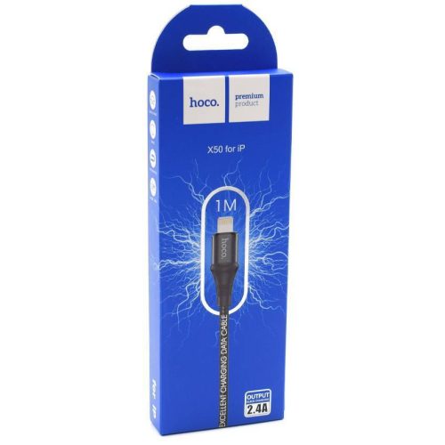 Кабель HOCO X50 USB-Lightning, 2.4А, нейлон, 1м, черный