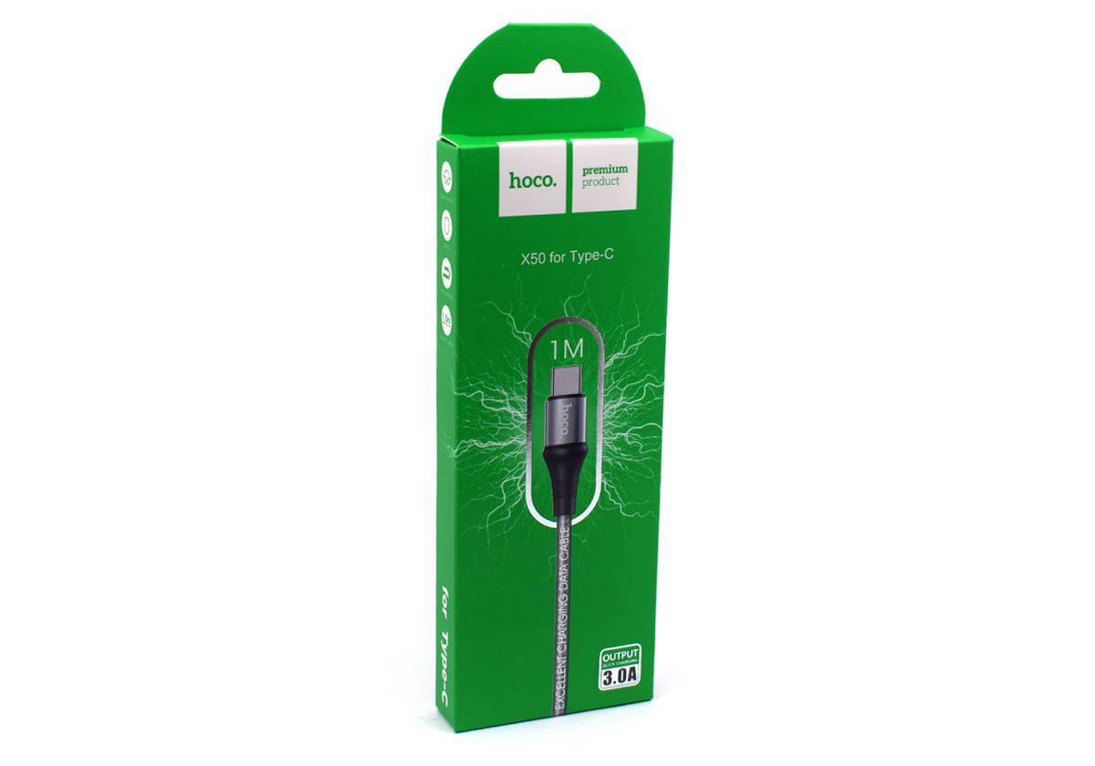 Кабель HOCO X50, USB-Type-C, 3А, нейлон, 1м, серый