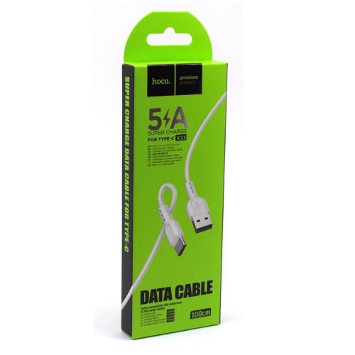 Кабель HOCO X33, USB-Type-C, 5A, ПВХ, 1м, белый
