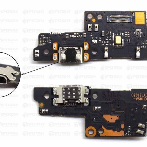 Нижняя плата Xiaomi Redmi 9A/Redmi 9С/Redmi 10A (M2006C3LG/M2006C3MNG/220233L2G) с разъемом зарядки/микрофон