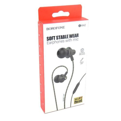 Проводные наушники BOROFONE BM42 c микрофоном, Jack 3,5 мм, 1,2 м, черный