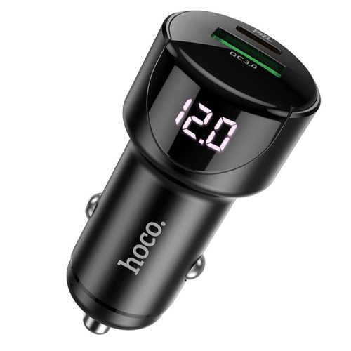 Автомобильное зарядное устройство Hoco Z42, PD20W+QC3.0, индикатор напряжения, черный