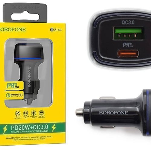 Автомобильное зарядное устройство BOROFONE BZ14A, Mercury USB QC3.0 + PD 20W, 3A
