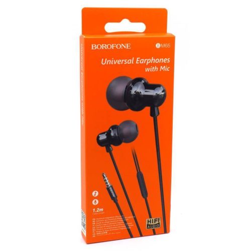 Проводные наушники BOROFONE BM65 c микрофоном, Jack 3,5 мм, 1,2 м, черный