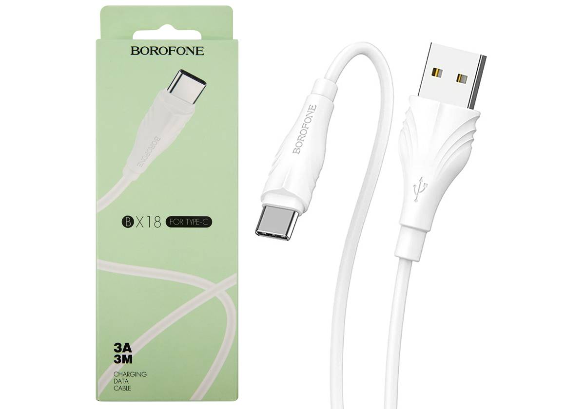 Кабель BOROFONE BX18 USB - Type-C, 1.6А, ПВХ, 2м, белый