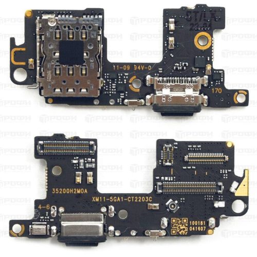 Нижняя плата Xiaomi Mi 11 (M2011K2G) с разъемом зарядки/коннектор SIM/микрофон