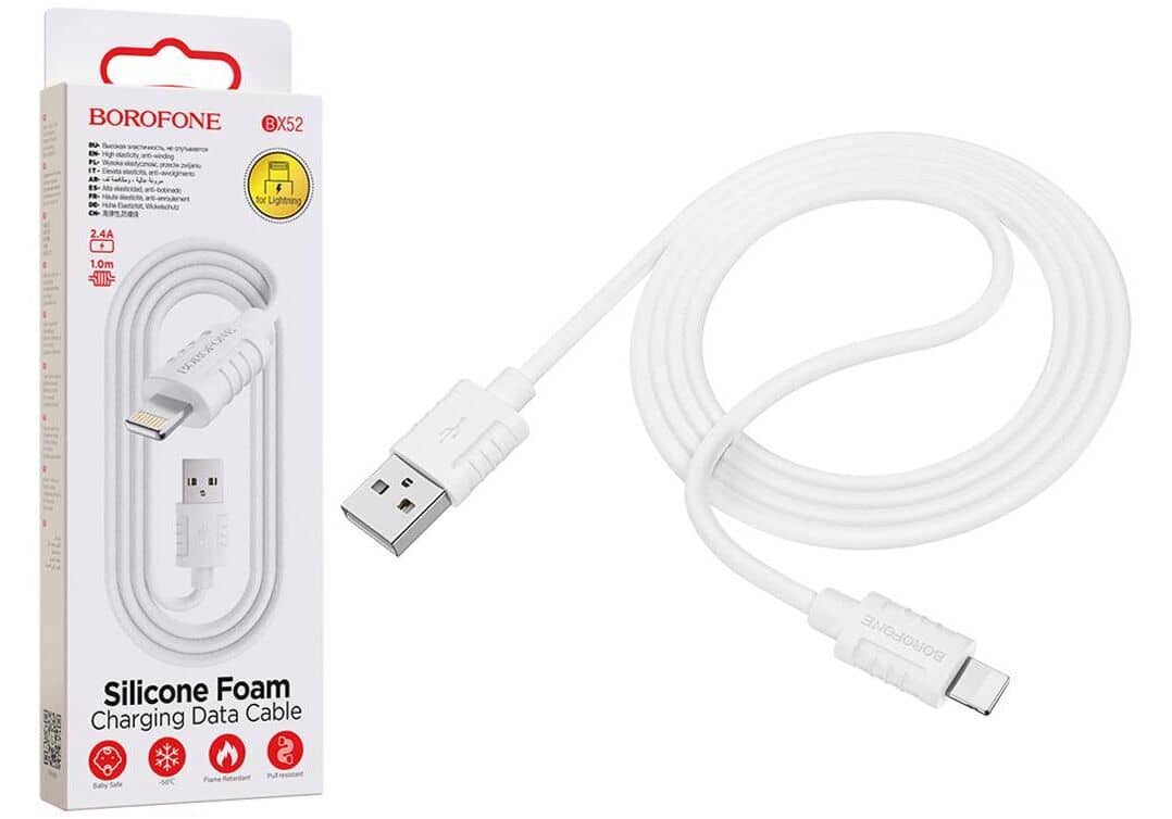 Кабель BOROFONE BX52 USB-Lightning, 2.4А, ПВХ, 1м, белый