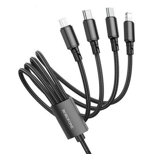 Кабель BOROFONE BX72 4в1 Type-C, Type-C, Lightning, Micro, 1м, черный