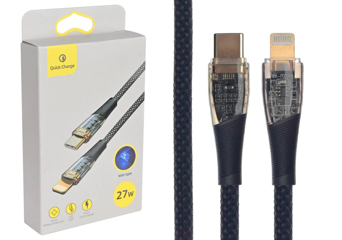 Кабель Type-C-Lightning 27W 1.2 метра (черный) в упаковке