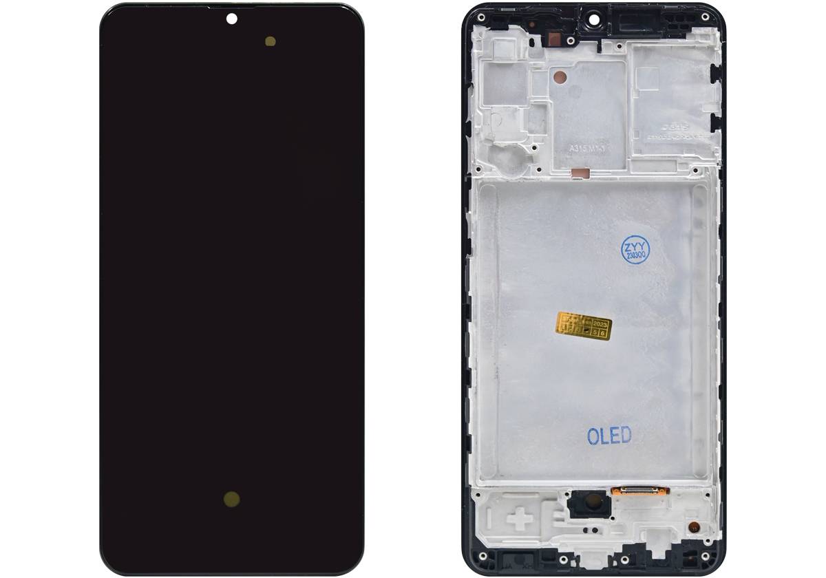 Дисплей для Samsung A315F — OLED, в рамке, чёрный