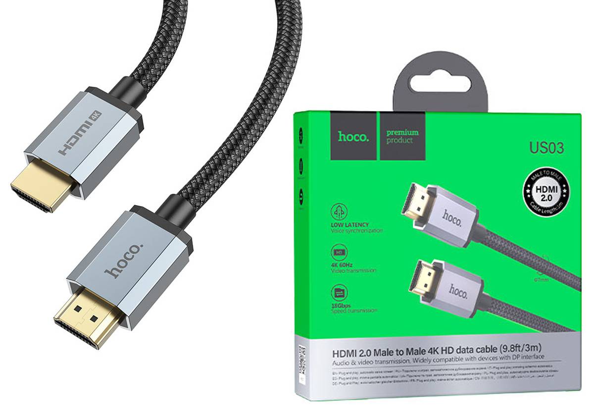 Кабель Hoco US03 HDMI-HDMI 2.0 4K HD 3 метра
