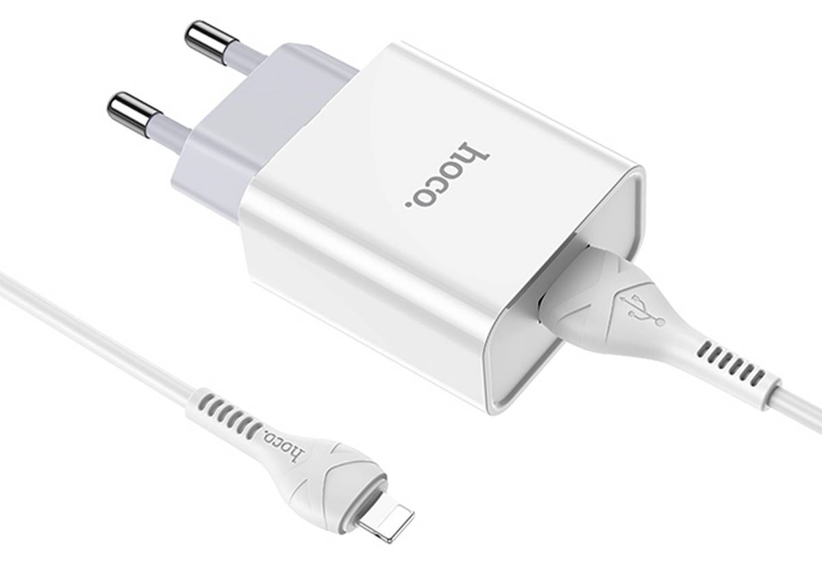Зарядное устройство HOCO C81A Asombroso 1USB + кабель Lighting белый