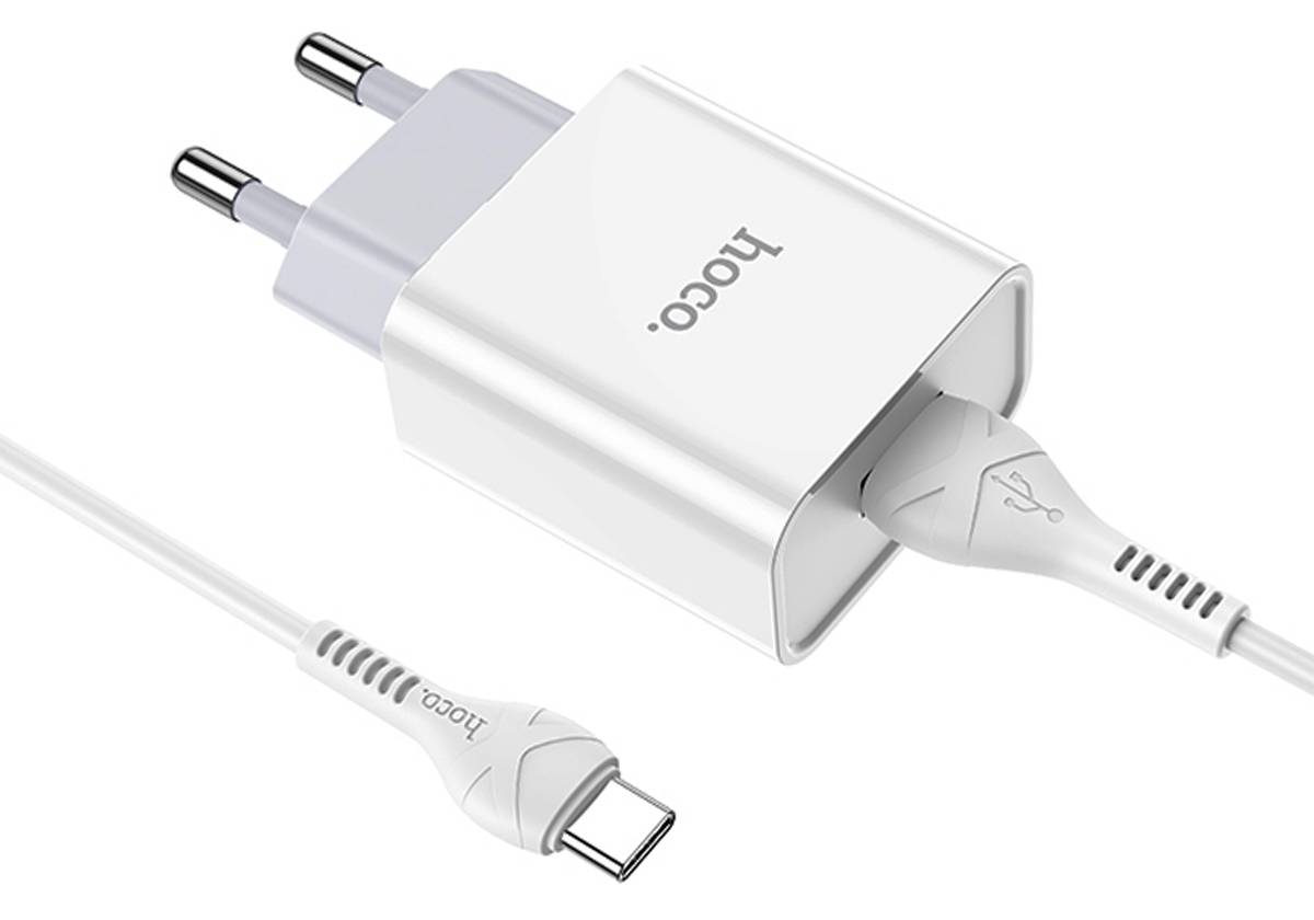 Зарядное устройство HOCO C81A Asombroso 1USB + кабель Type-C белый