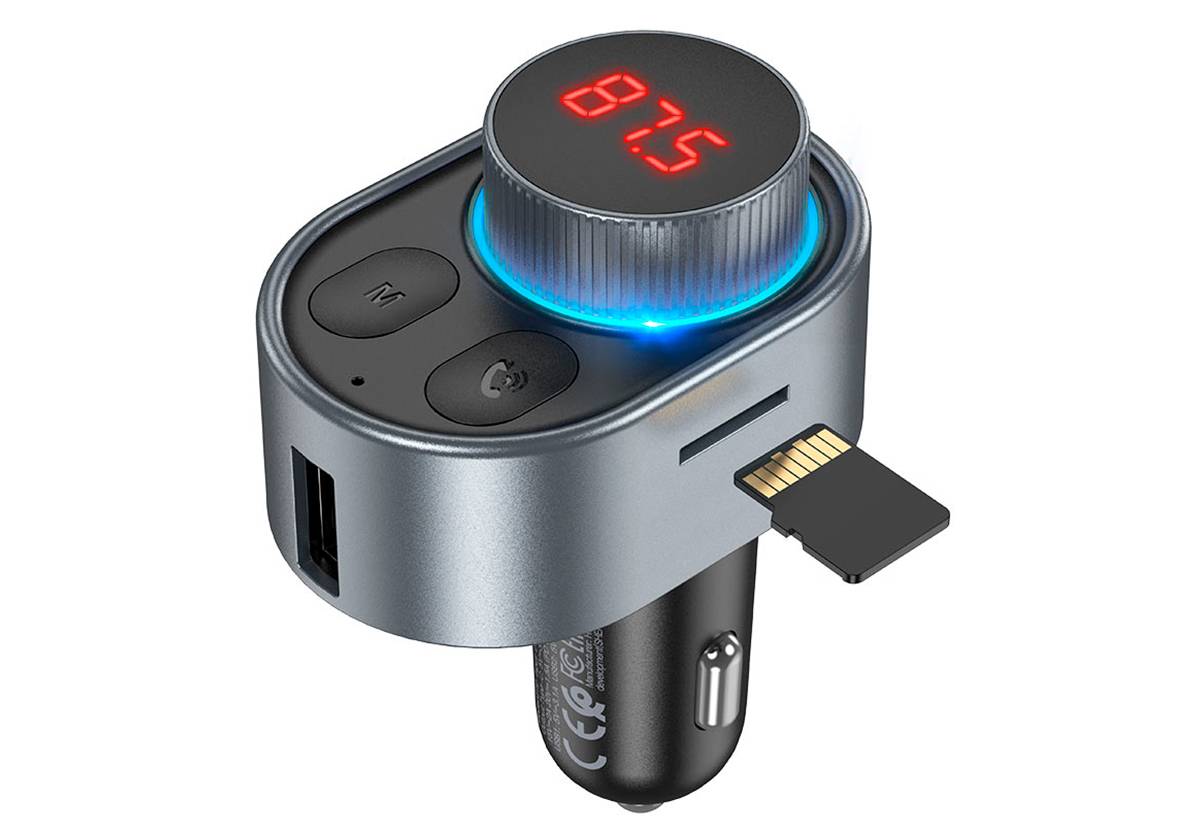 Автомобильное зарядное устройство HOCO E72 с FM-Трансмиттер Alegria, 2xUSB + 1xUSB-C, 3.1A, 30W