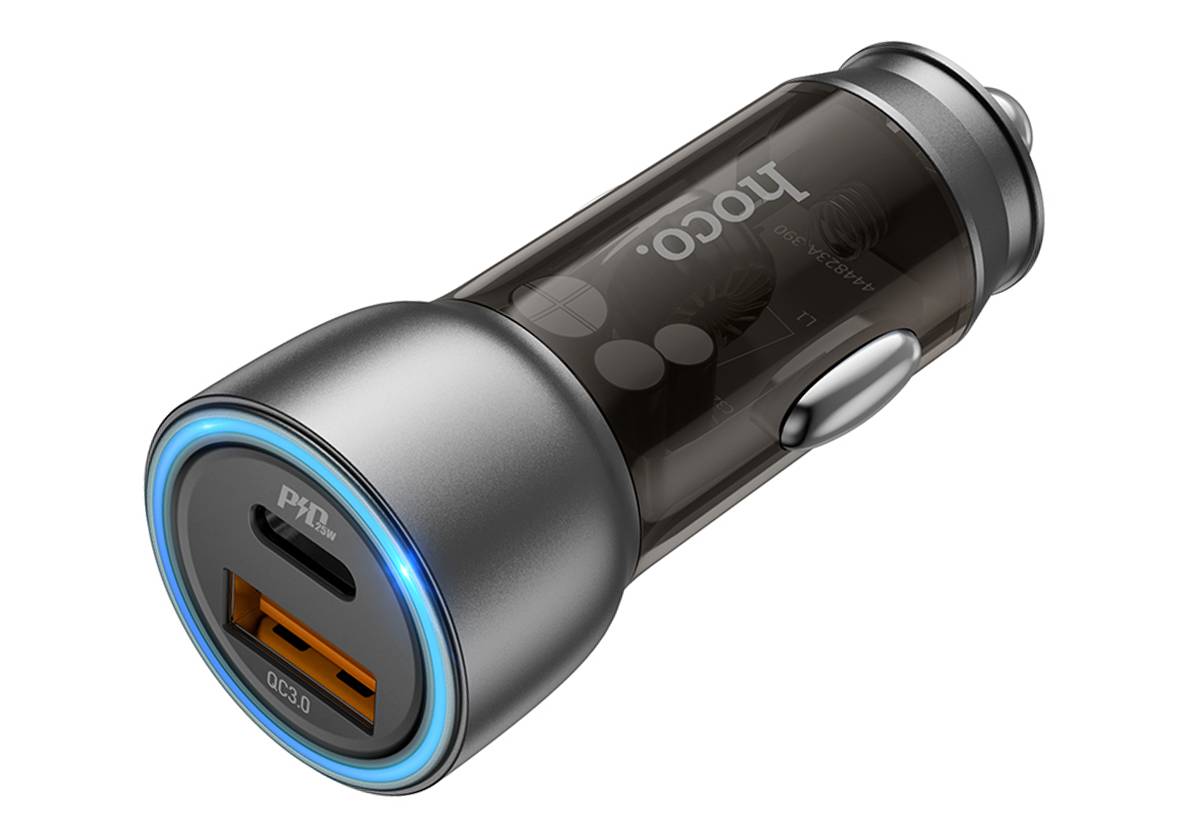 Автомобильное зарядное устройство HOCO NZ8 Sprinter, USB+Type-C, 43W, коричневый