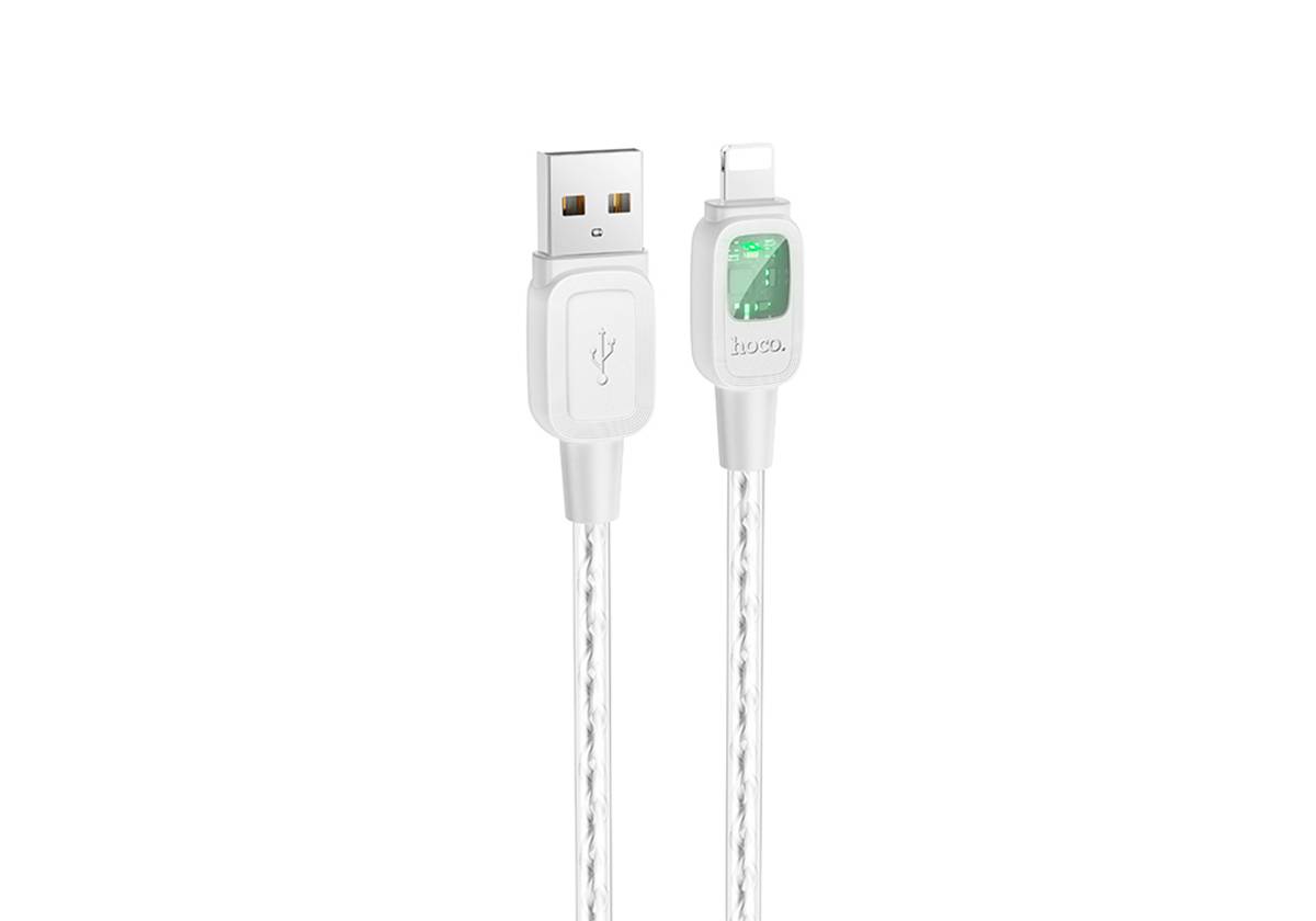 Кабель HOCO U124 Type-C-Lightning, 2.4А, силикон, 1.2м, черный