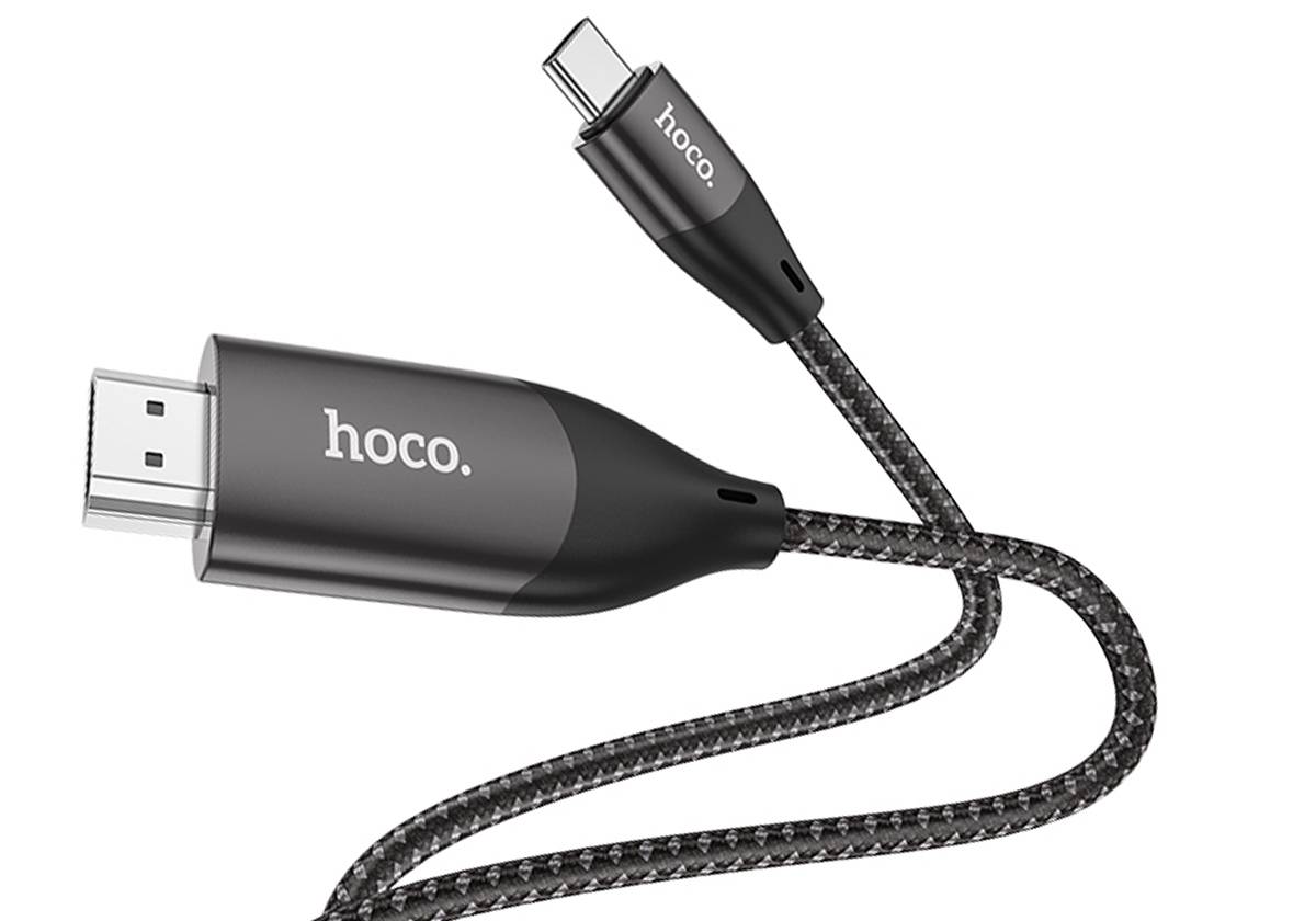 Видеокабель HOCO UA16 (HDMI на Type-C) 2 метра серый металлик