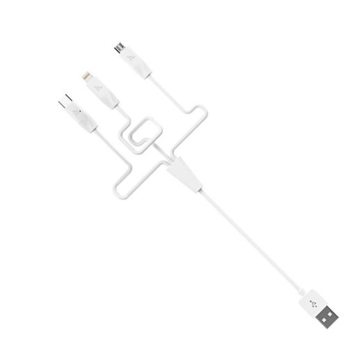 Кабель HOCO X1 Rapid  3в1 Type-C, Lightning, Micro, 1м,  белый