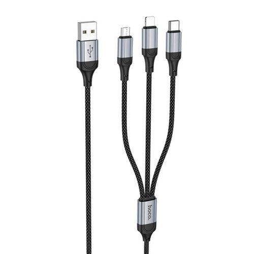 Кабель HOCO X102 Fresh 3в1 Type-C, Lightning, Micro, 1м, черный