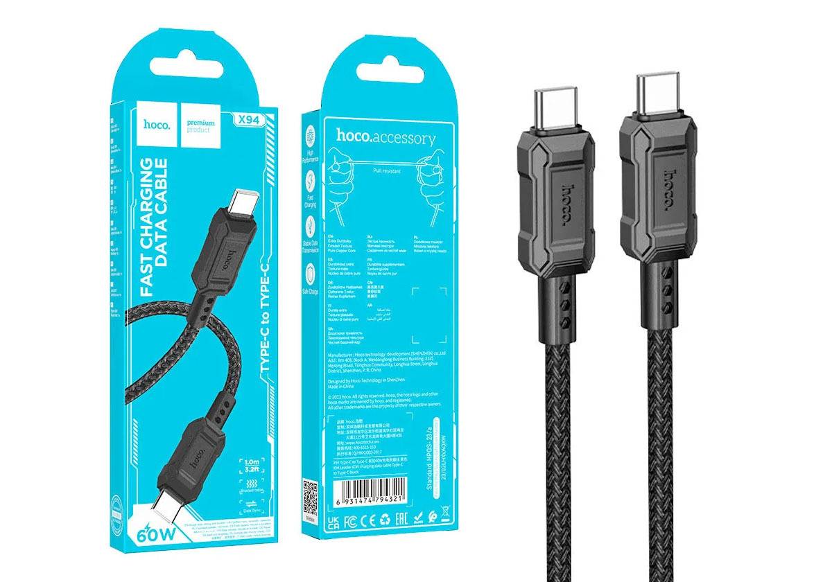 Кабель HOCO X94 USB-Type-C, 3А, ПВХ, 1м, черный
