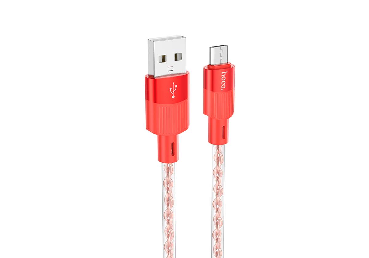 Кабель HOCO X99 Crystal junction USB to Micro красный