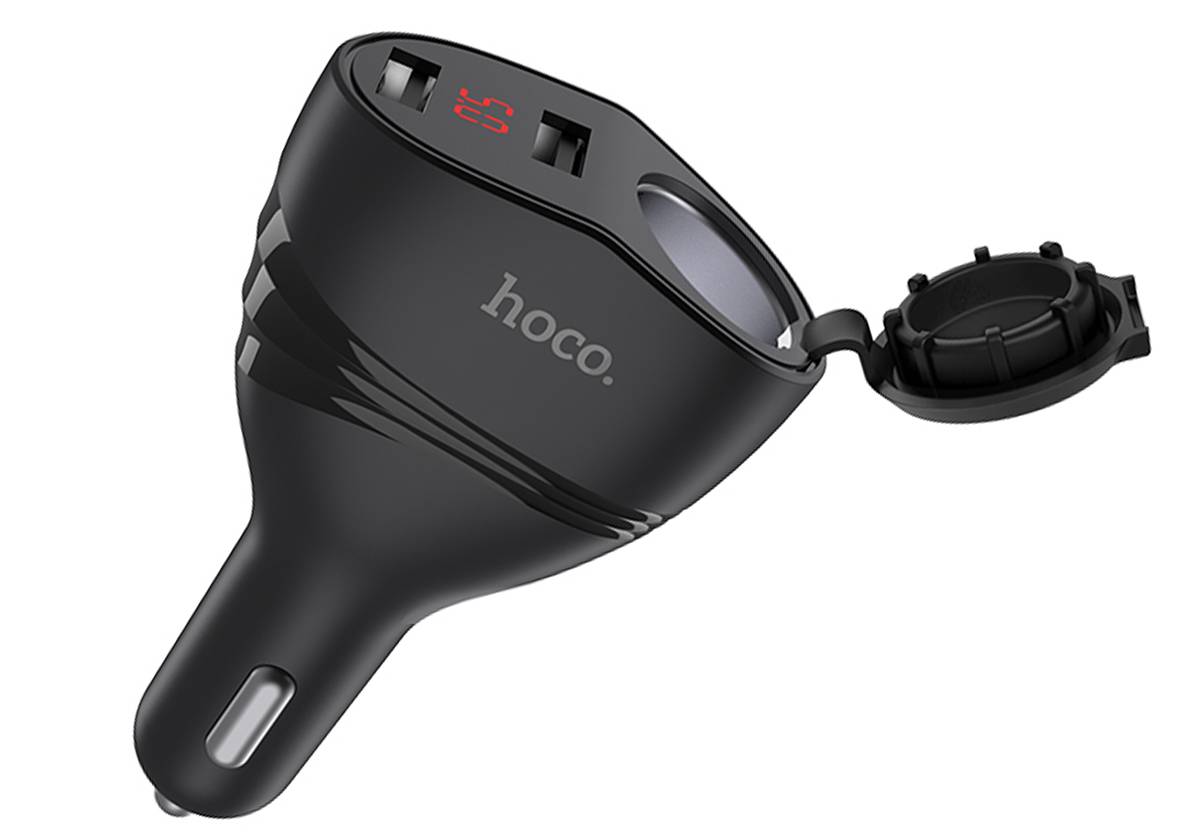 Автомобильное зарядное устройство HOCO Z34 Thunder Power, 2xUSB + прикуриватель, 3.1A, 96W, черный