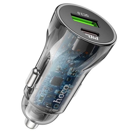 Автомобильное зарядное устройство HOCO Z47A Transparent Discovery Edition, 1xUSB + 1xUSB-C, 3A