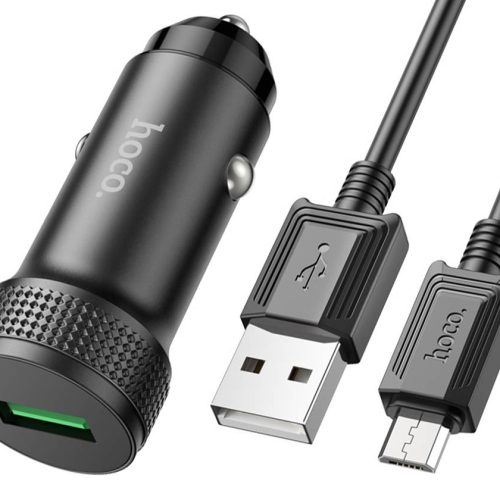 Автомобильное зарядное устройство Hoco Z49A 1USB 3.0A QC3.0 + кабель Micro черный